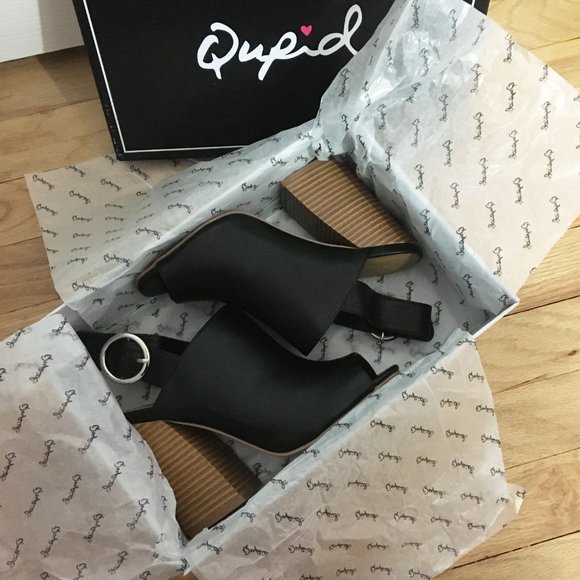 NEW | Qupid | Black Peep Hole Heels Size 7.5 - Picture 2 of 6